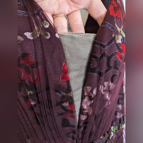 Colette Mon Cheri Burgundy Formal Tulle Velvet Dress 12 - Picture 3 of 7